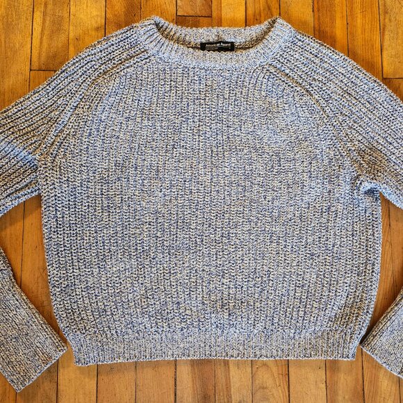American Apparel Cropped Blue Cotton Knit Sweater - Picture 4 of 6